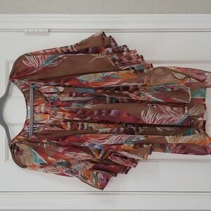 Tasha Polizzi Vibrant Feather Pattern Blouse